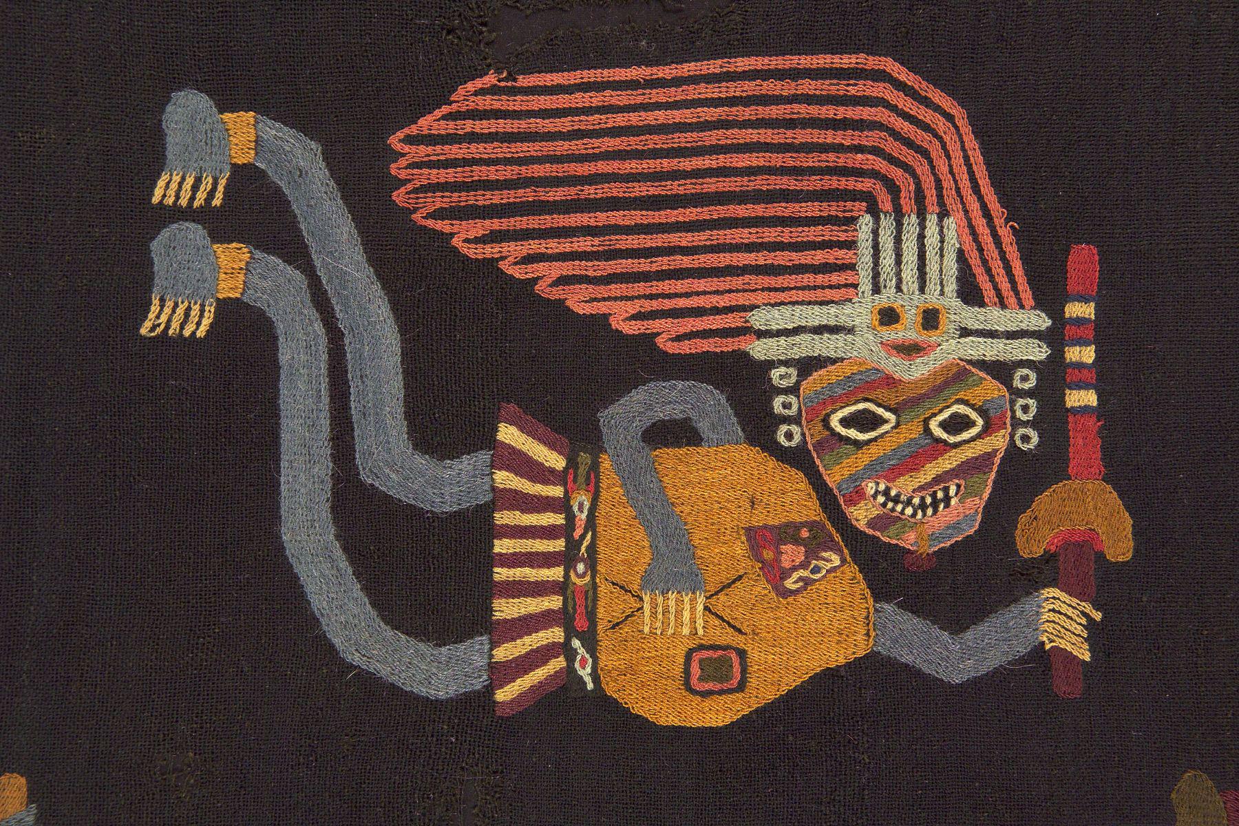 A fragment of a textile showing a supernatural entity, circa 276 BCE. Paracas civilization, Peru.jpeg