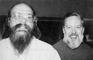 Ken Thompson, creator of the Unix operating system, and Dennis Ritchie, creator of the C programming language. Bell Labs, 1973.png