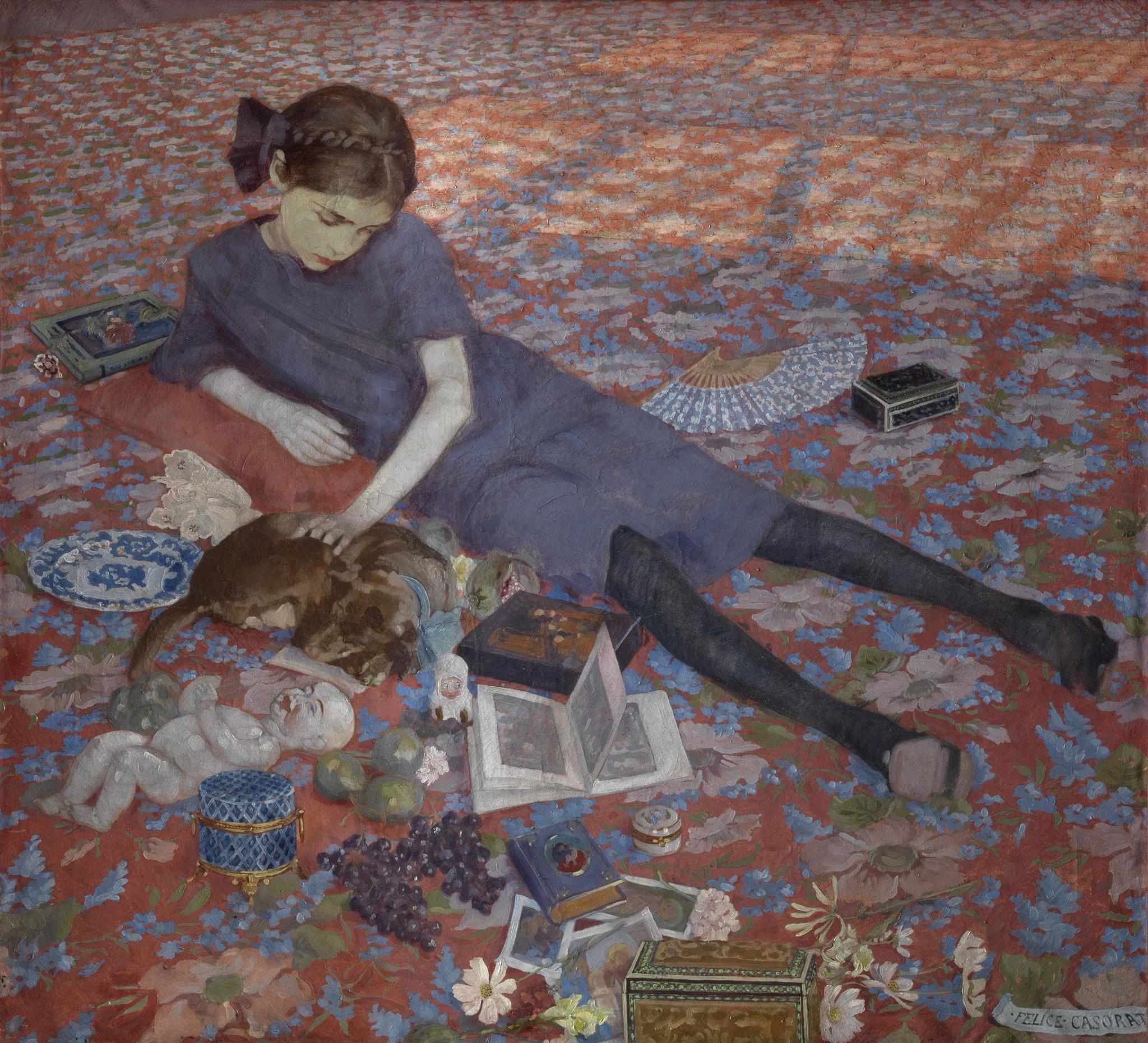 Felice Casorati, Young Girl on a Red Carpet, c. 1912.jpeg