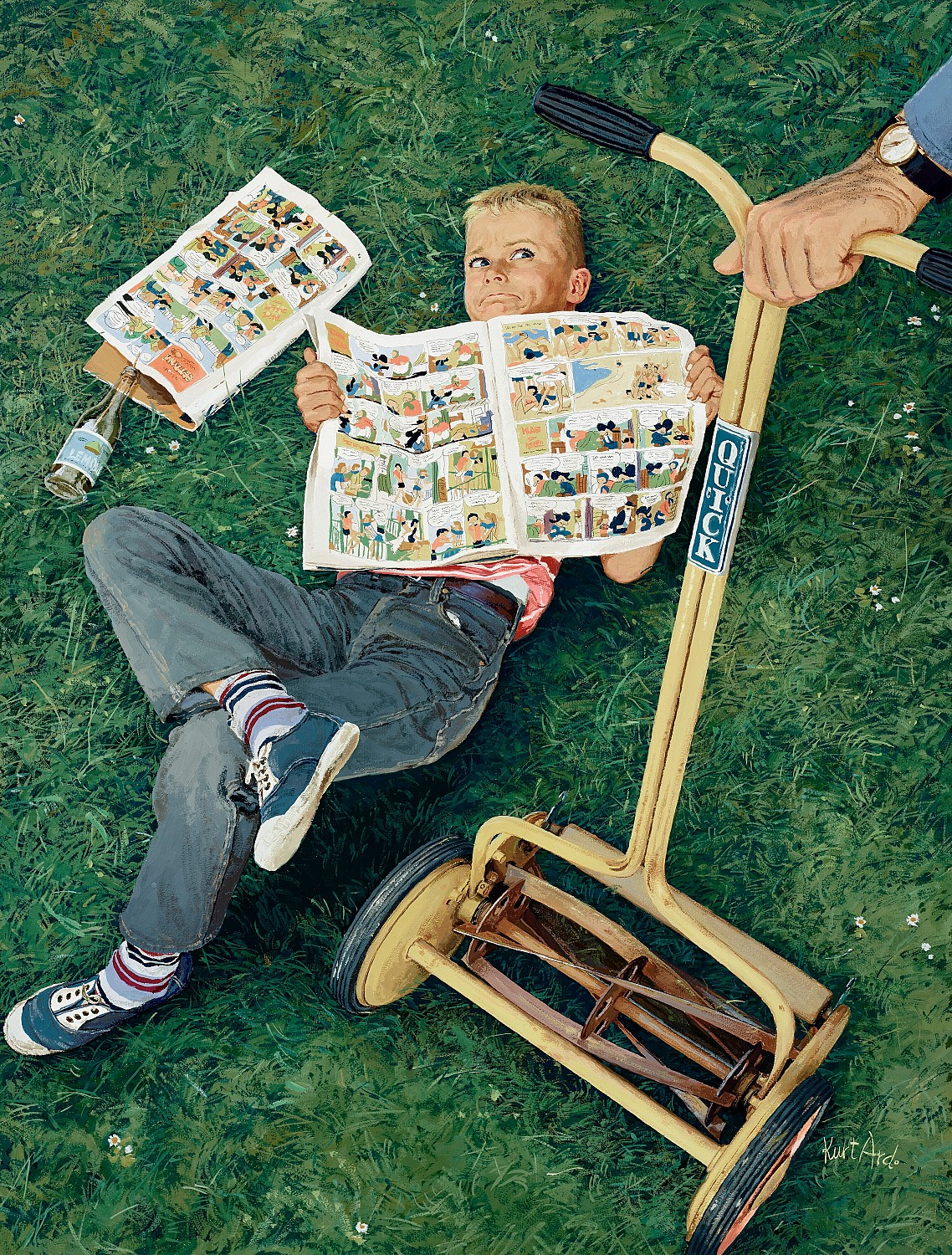 Kurt Ard's 'While the Grass Grows.' Original cover for Familie Journal, published June 21, 1960.png