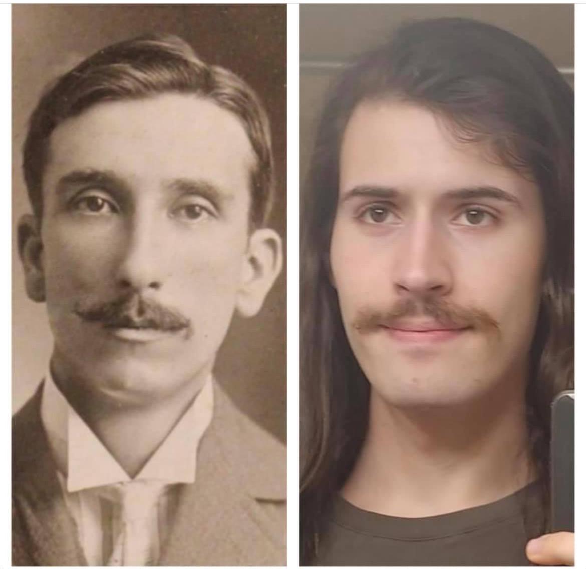My maternal great-great-grandfather at 22 (1900) and me at 22 (2020).jpeg