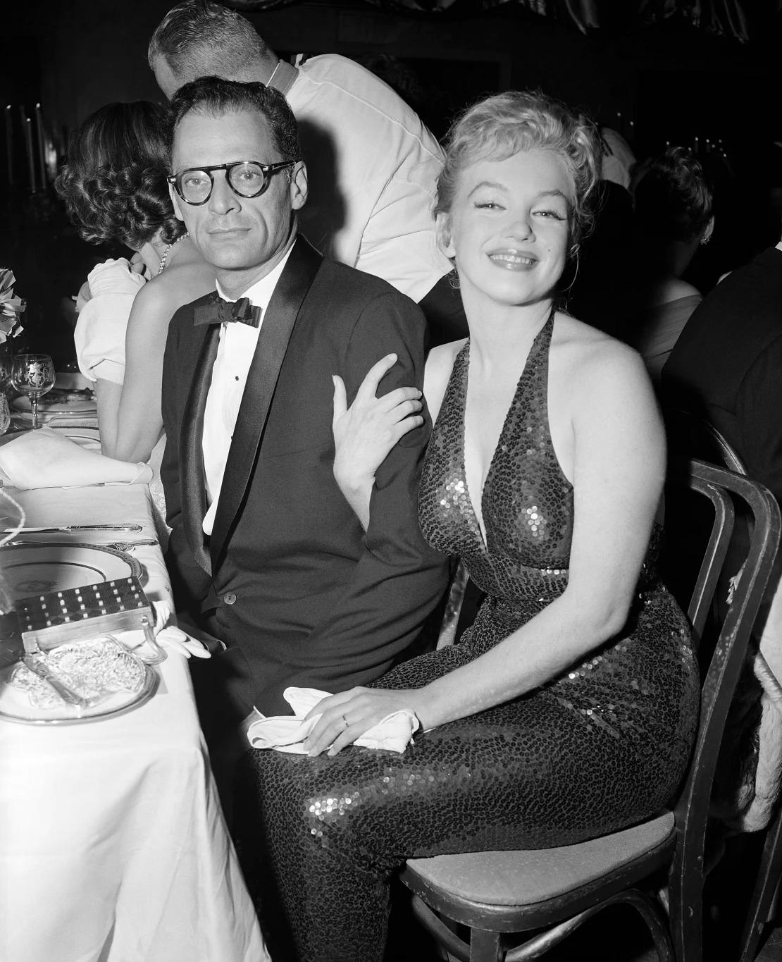 Marilyn Monroe and Arthur Miller at the Paris Ball at the Waldorf Astoria in 1955.jpeg