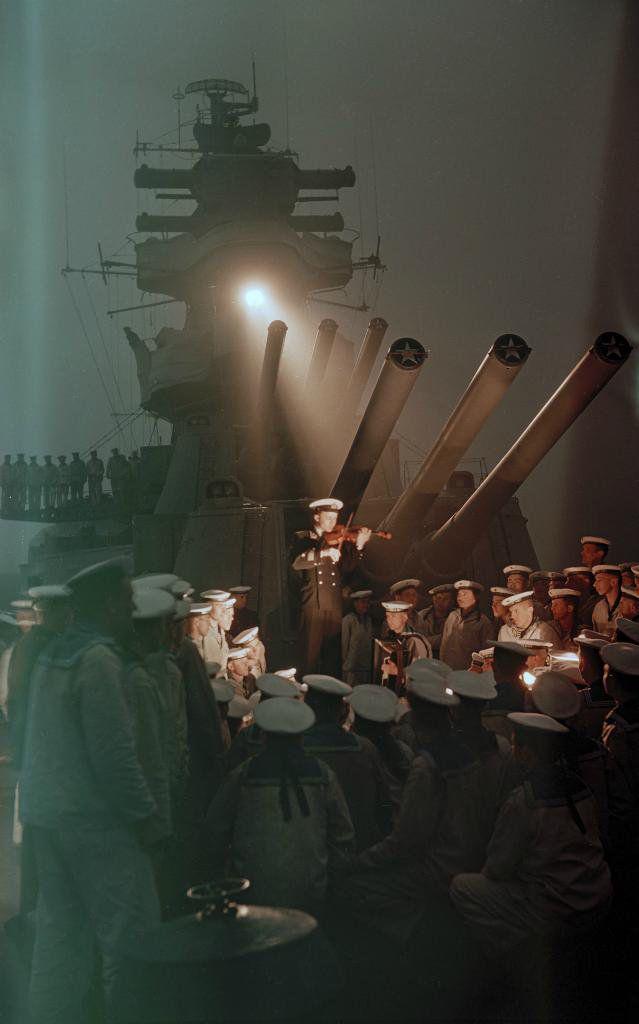 Violin concert on the Soviet Kirov-Class Cruiser, Kalinin, (1955), Soviet Pacific Fleet at Vladivostok, Russian SFSR.jpeg