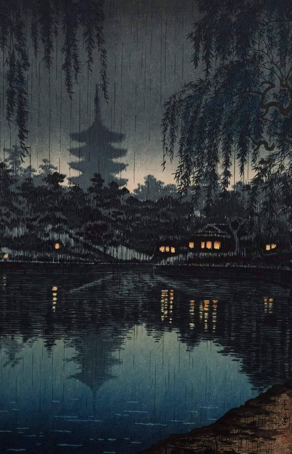 Sarusawa Pond, Nara on a Rainy Evening, 1941, Tsuchiya Koitsu.jpeg