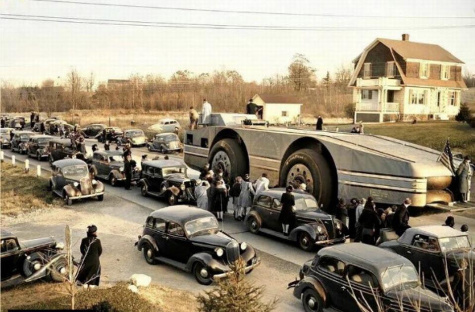 The Atlantic Snow Cruiser (intended for Antarctic exploration) passes along the street. Massachusetts, 1939.jpeg