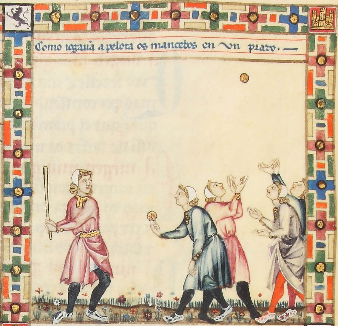 Young men playing a ball game - Cantigas de Santa María (circa 1280-1284 CE).png