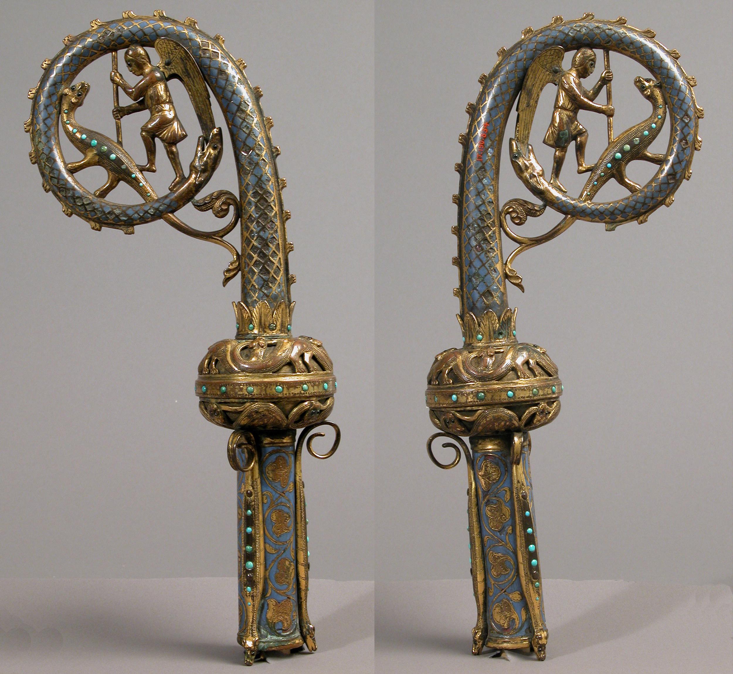 Crozier depicting Saint Michael slaying the dragon. France 1220-1230 AD.jpeg