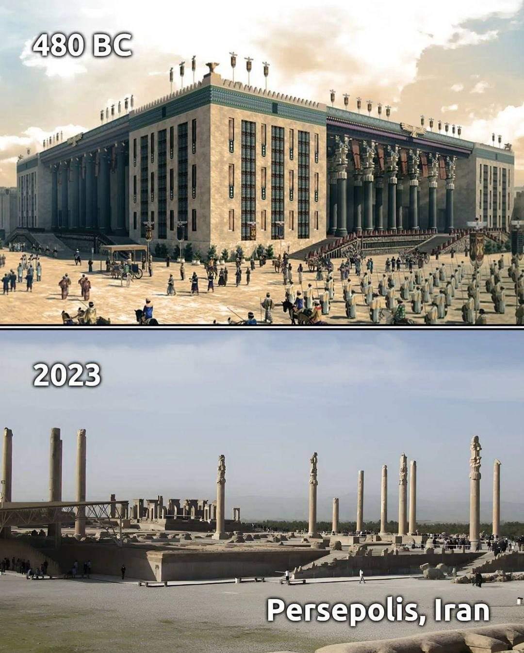 Apadana Palace of Persepolis in ancient Iran was started construction by the order of Darius the Great and finished by his son Xerxes.jpeg