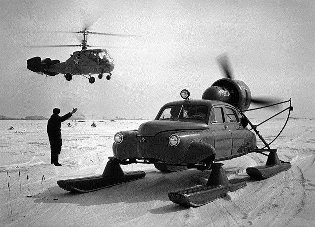 The North-2 aerosled and Kamov Ka-15 helicopter, (1959), Siberia, Russian SFSR.jpeg