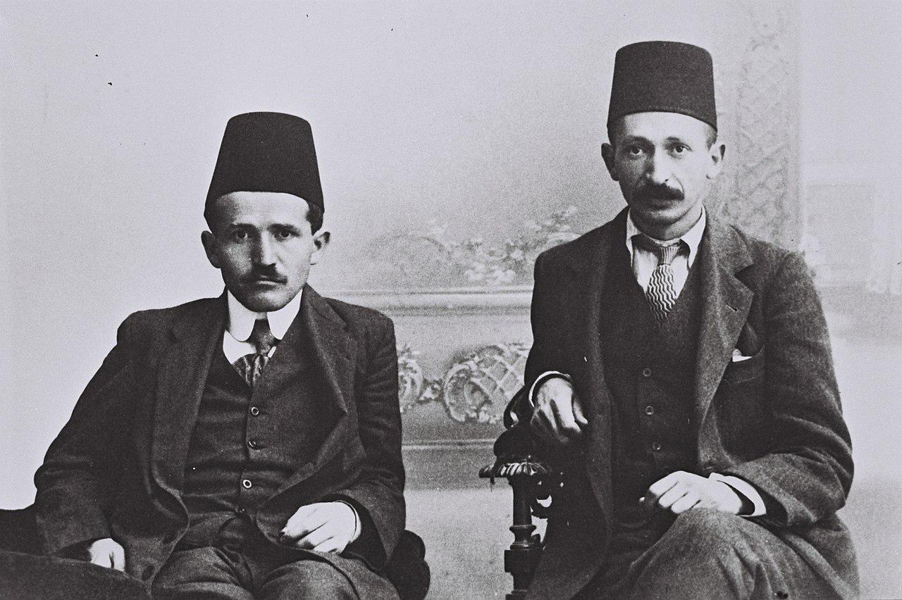 Israel's first prime minister, David Ben Gurion (left), and its second president, Yitzhak Ben-Zvi, as law students in Istanbul, circa 1912.jpeg