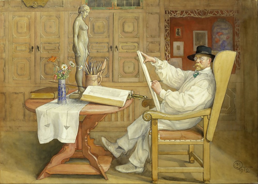 Car Larrsons. Self portrait in new studio, 1912.jpg