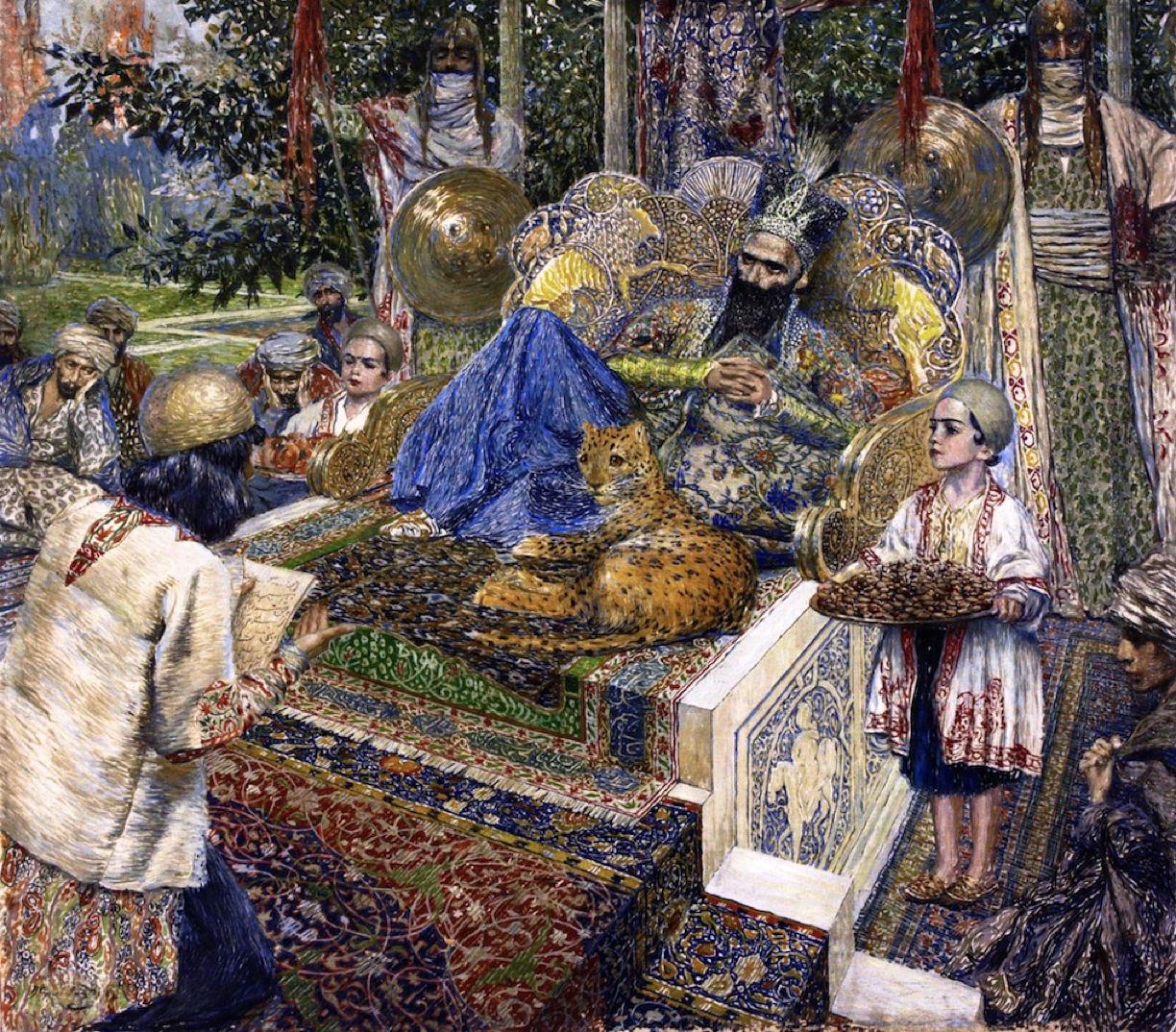 Vardges Sureniants, Ferdowsi Reading 'Shahnameh' Poem to Shah Mahmud of Ghazni (1913).jpeg