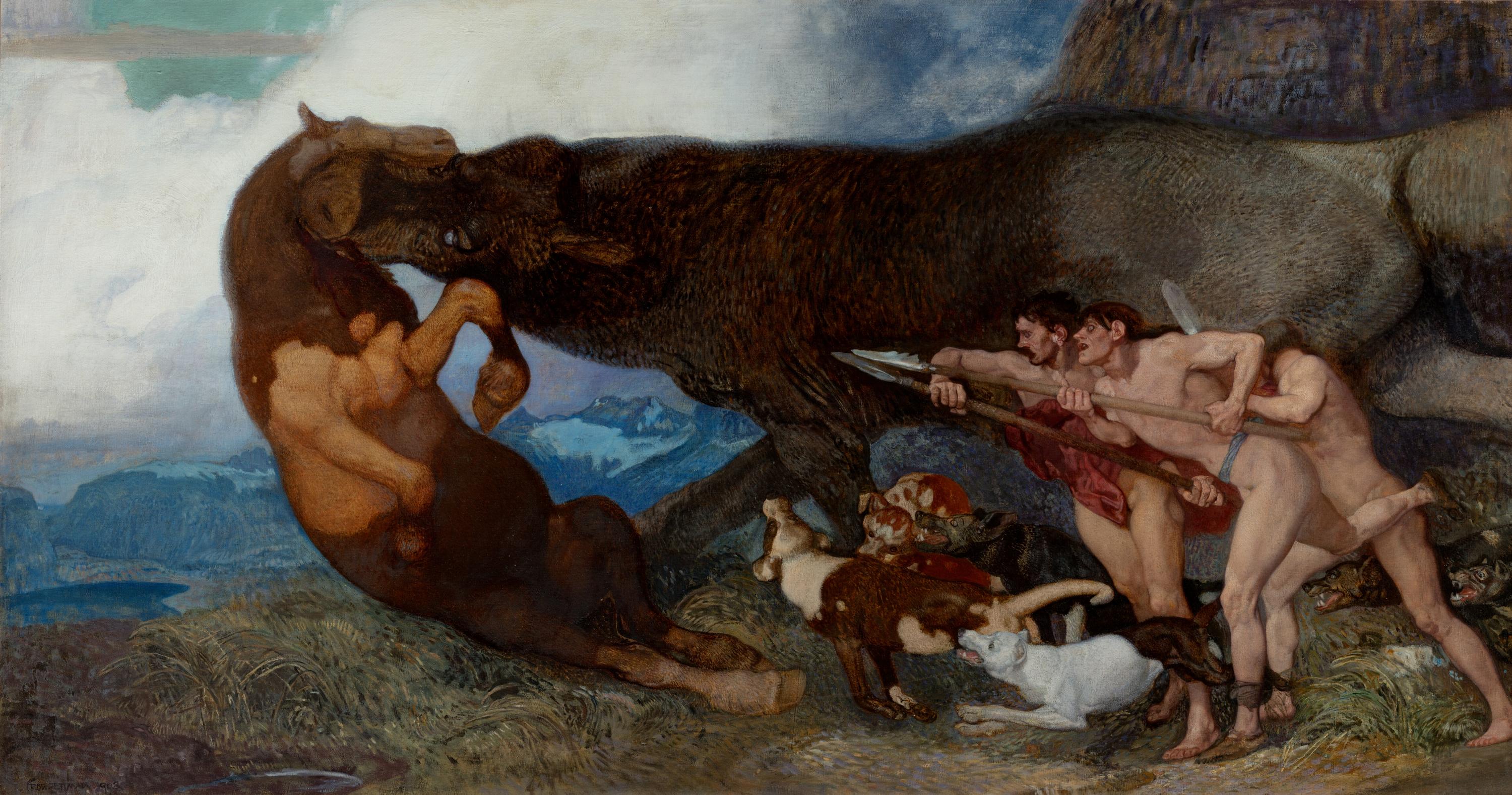 Fighting With A Monster (1903) Rudolf Jettmar (Austrian, 1869–1939).jpeg