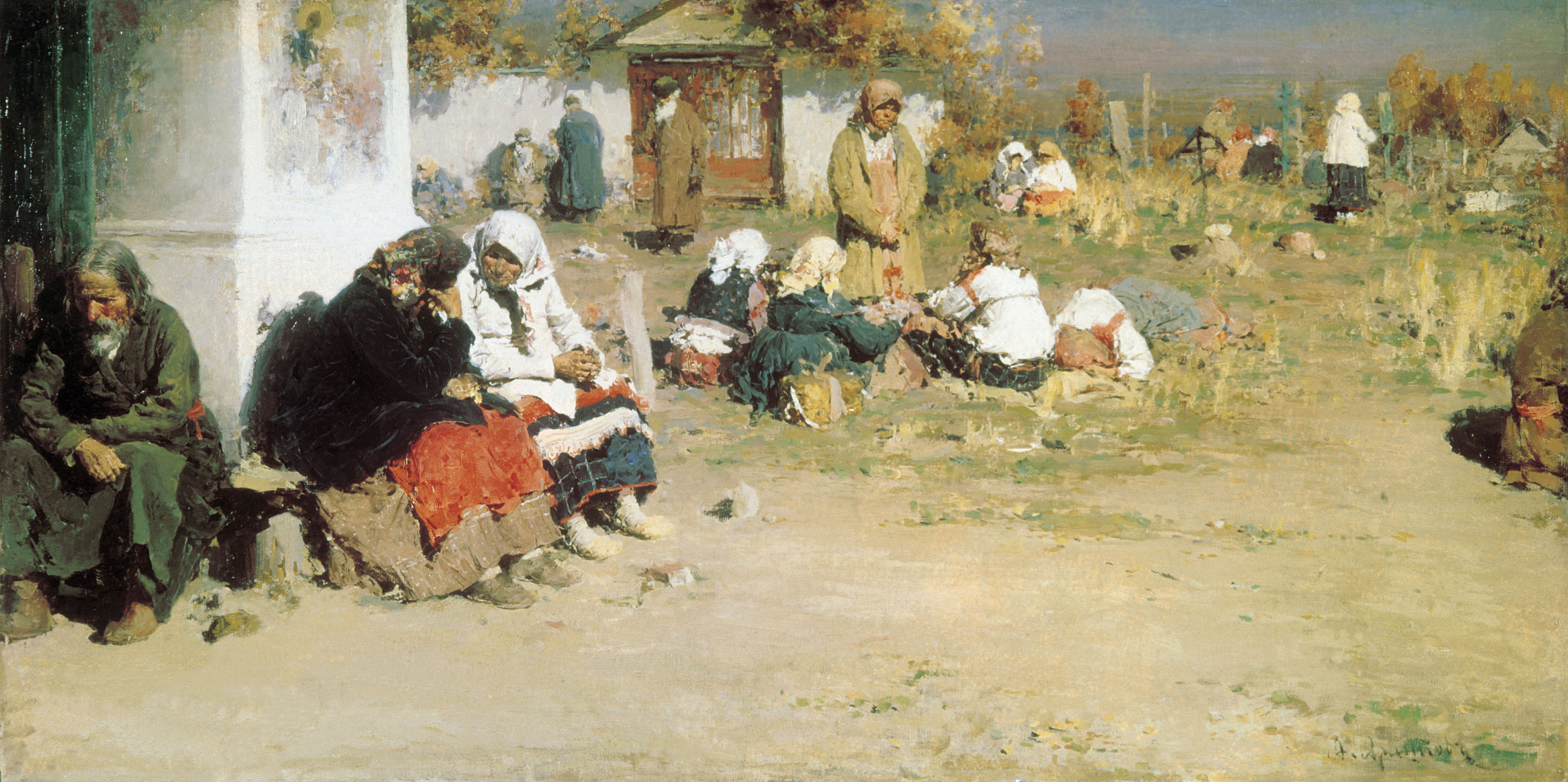 Радоница (Перед обедней). 1892. Холст, масло. Холст, масло. 58х114 см.jpg
