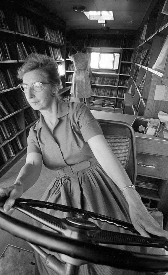 Wake County Bookmobile driver and librarian India White, 23 July 1966.jpeg