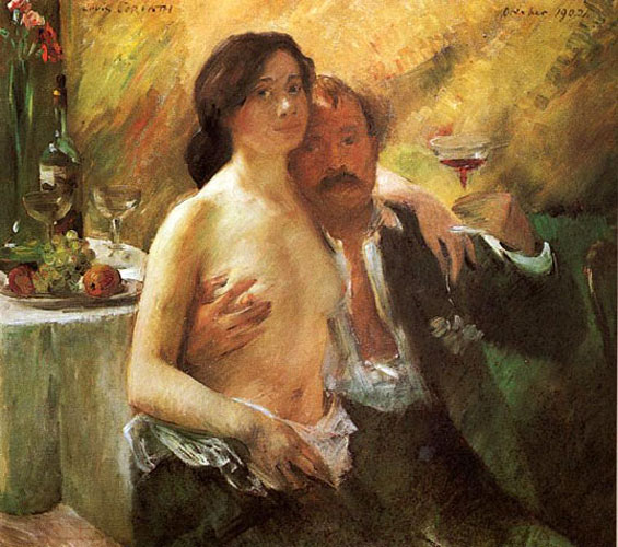 Ловис Коринт. Автопортрет с женой и бокалом шампанского. 1902.jpg