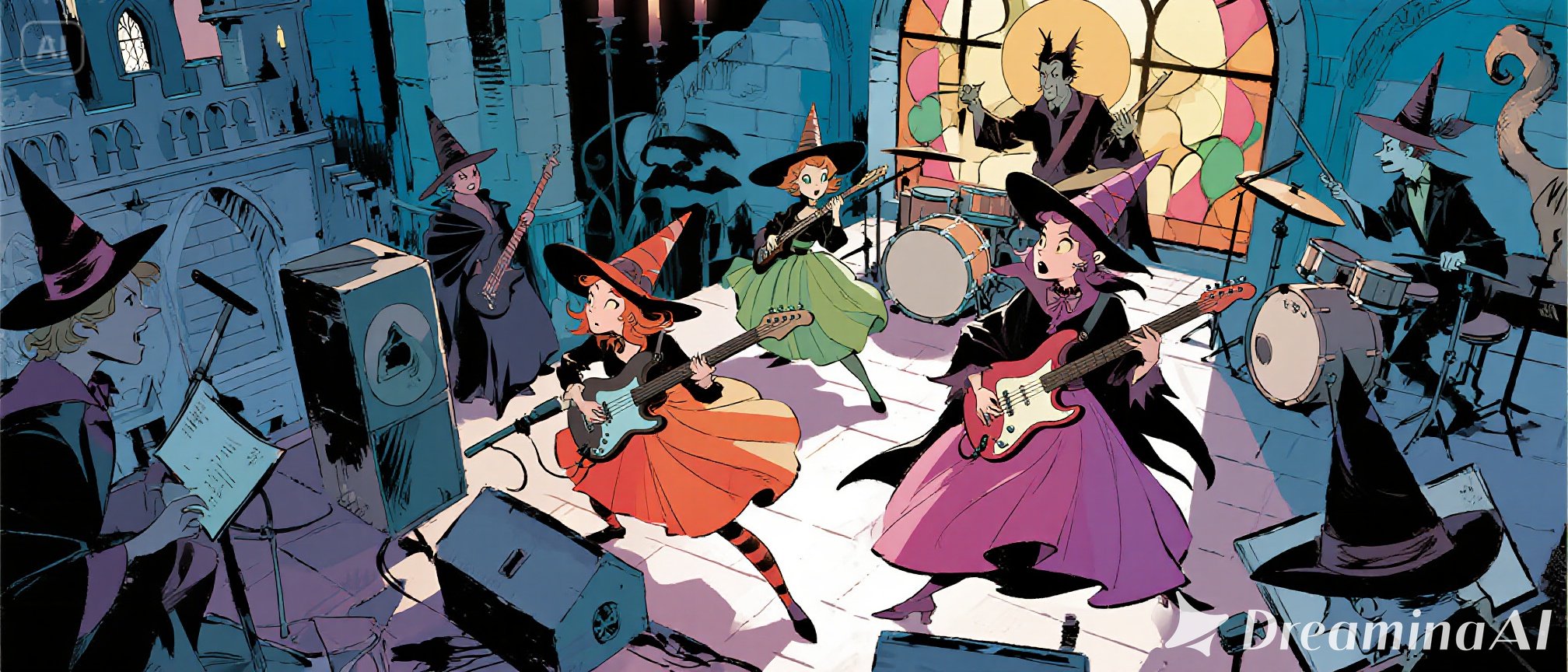 dreamina-2025-08-30-3974-Draw a group of charming witches playing....jpeg
