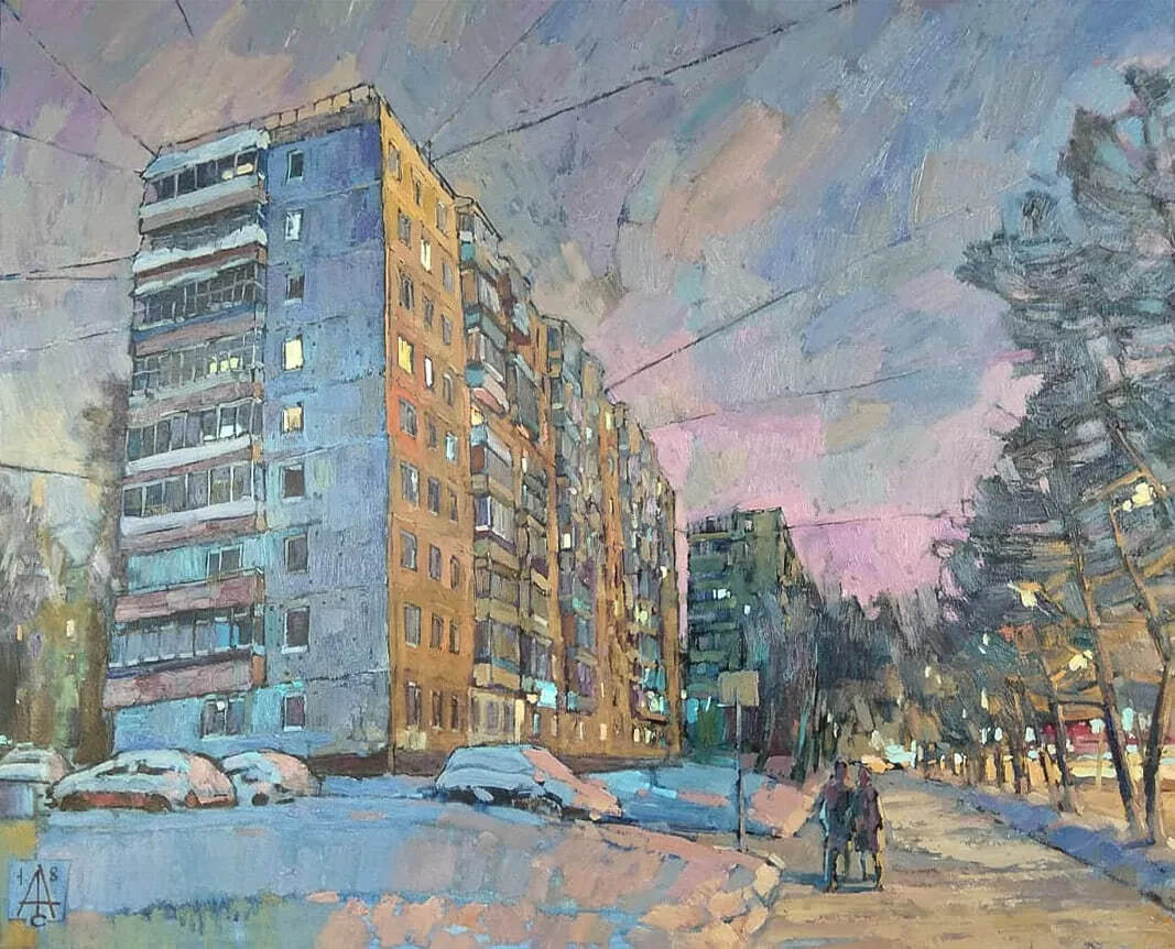 Сергей Авдеев. Зимний пейзаж с девятиэтажкой, 2018.jpg